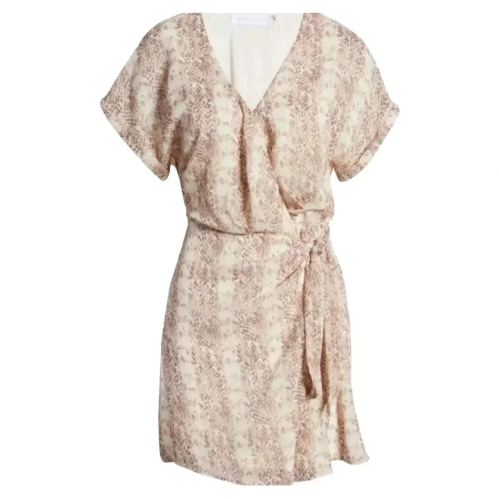 NWT All In Favor blush snakeskin wrap mini dress - Picture 5 of 11